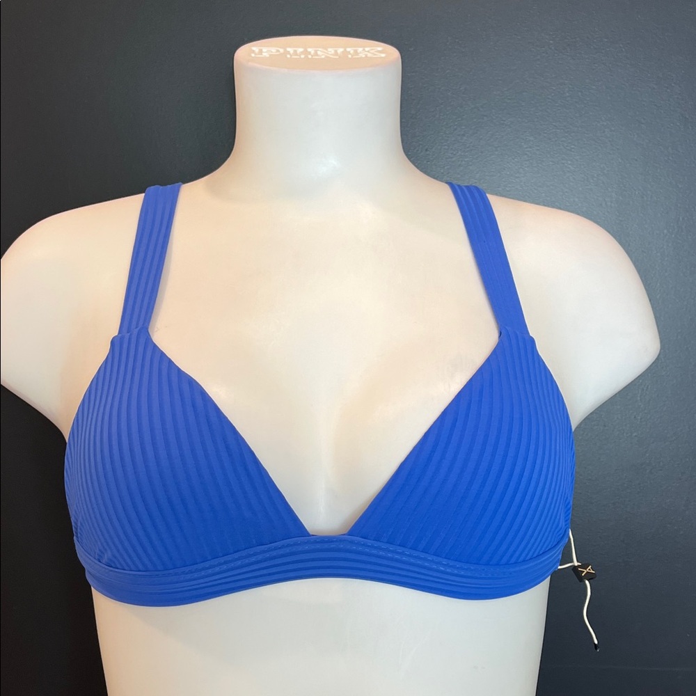 Vibrant Blue Ribbed Bikini Top